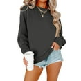 thumbnail image 2 of Lumtrix Womens Oversized Long Sleeve Sweatshirt Casual Crewneck Cute Pullover Tops Lightweight Sweatshirt 2025 Fashion Dark Gray M, 2 of 6