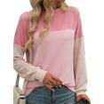 thumbnail image 2 of SHIBEVER Long Sleeve Tops for Women Sweatshirts Crewneck Fashion Color Block Shirts Knitted Ribbed Blouses Casual Pullover Fall Clothing Tunics Tops Size L, 2 of 5