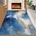 Abstract Blue Rugs for Bedroom, Textured Blue Area Rug, Minimalist Rug ...