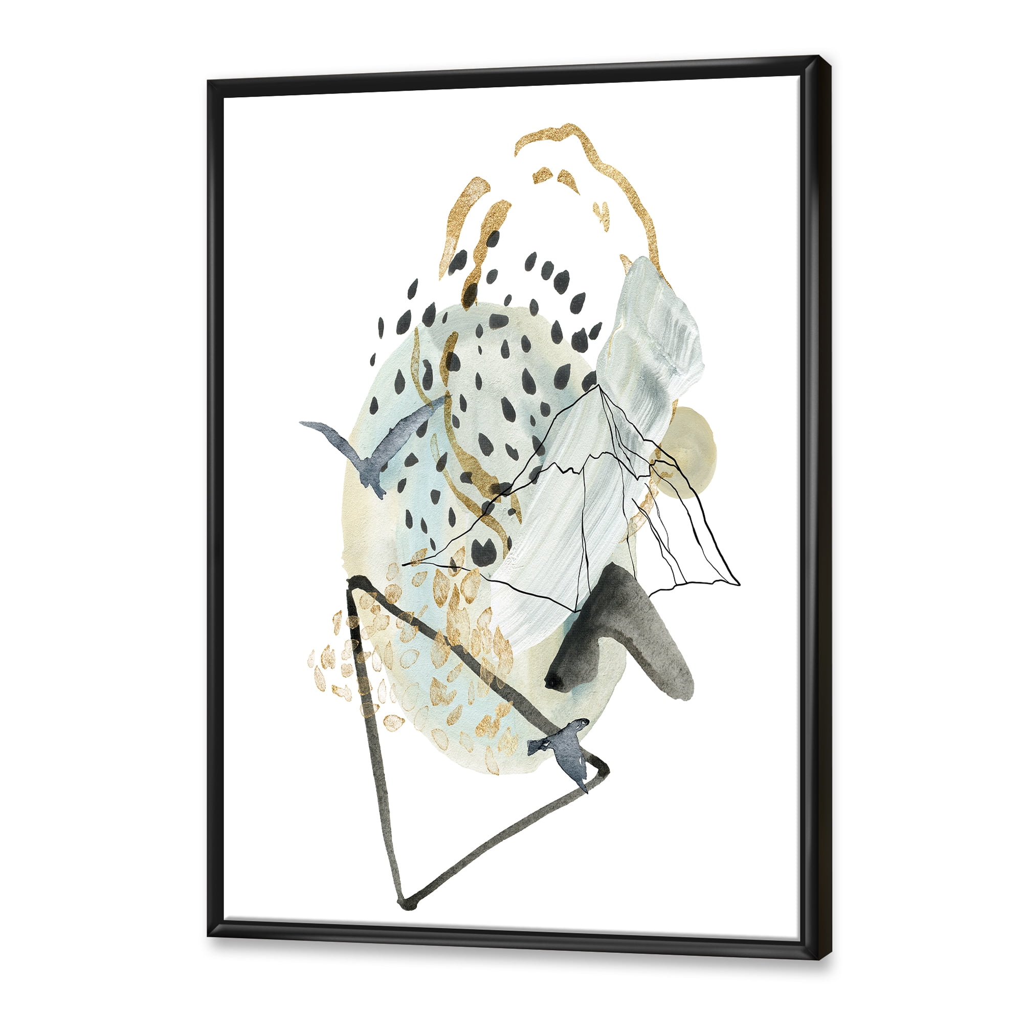 Designart 'Mountain Bird With Gouache Of Abstract Landscape' Modern Framed Canvas Wall Art Print