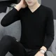 thumbnail image 3 of Suéteres sin capucha con cuello en V para hombre, ropa de punto, suéteres negros para hombre, estilo de negocios, holgados, divertidos, moda urbana, tendencia 2024, cigarrillos, 3 of 5