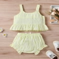 thumbnail image 3 of FNNMNNR Cute Toddler Baby Girls Summer Clothes Daisy Sleeveless Top+Ruffle Shorts 2Pcs Casual Outfits Beige 6-12 Months, 3 of 7
