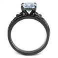 thumbnail image 3 of TK2970 - IP Light Black  (IP Gun) Stainless Steel Ring with AAA Grade CZ  in Light Amethyst Size 6, 3 of 5