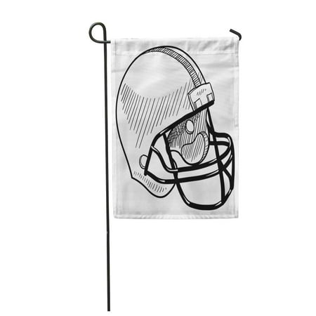 SIDONKU Sketch Doodle Style Football Helmet Sports Equipment in Drawing Concussion Face Garden Flag Decorative Flag House Banner 12x18 (Best Hockey Helmet To Prevent Concussions)