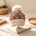 thumbnail image 5 of Wilark Toddler Christmas Hat with Pom Pom Cute Winter Warm Knitted Kids Festival Hat Khaki 1-4 T, 5 of 7