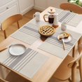 thumbnail image 5 of Grey Striped Placemats Set of 4 Beige Geometric Modern Minimalist Place Mats Indoor Wipeable Table Mats Washable Cloth Dining Table Placemats for Kitchen Holiday Party Home Decor 13x19 Inch, 5 of 9