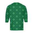 thumbnail image 6 of Men's St. Patrick's Day Shamrock Plaid Henley Shirt 3/4 Sleeve Clover Top, 6 of 7