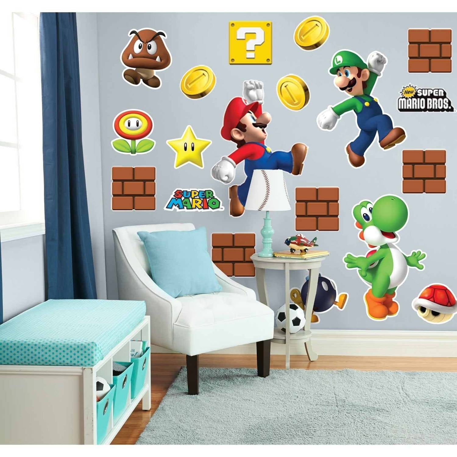 Mario Yoshi Luigi wall decals stickers mural home decor for bedroom Art JS890 