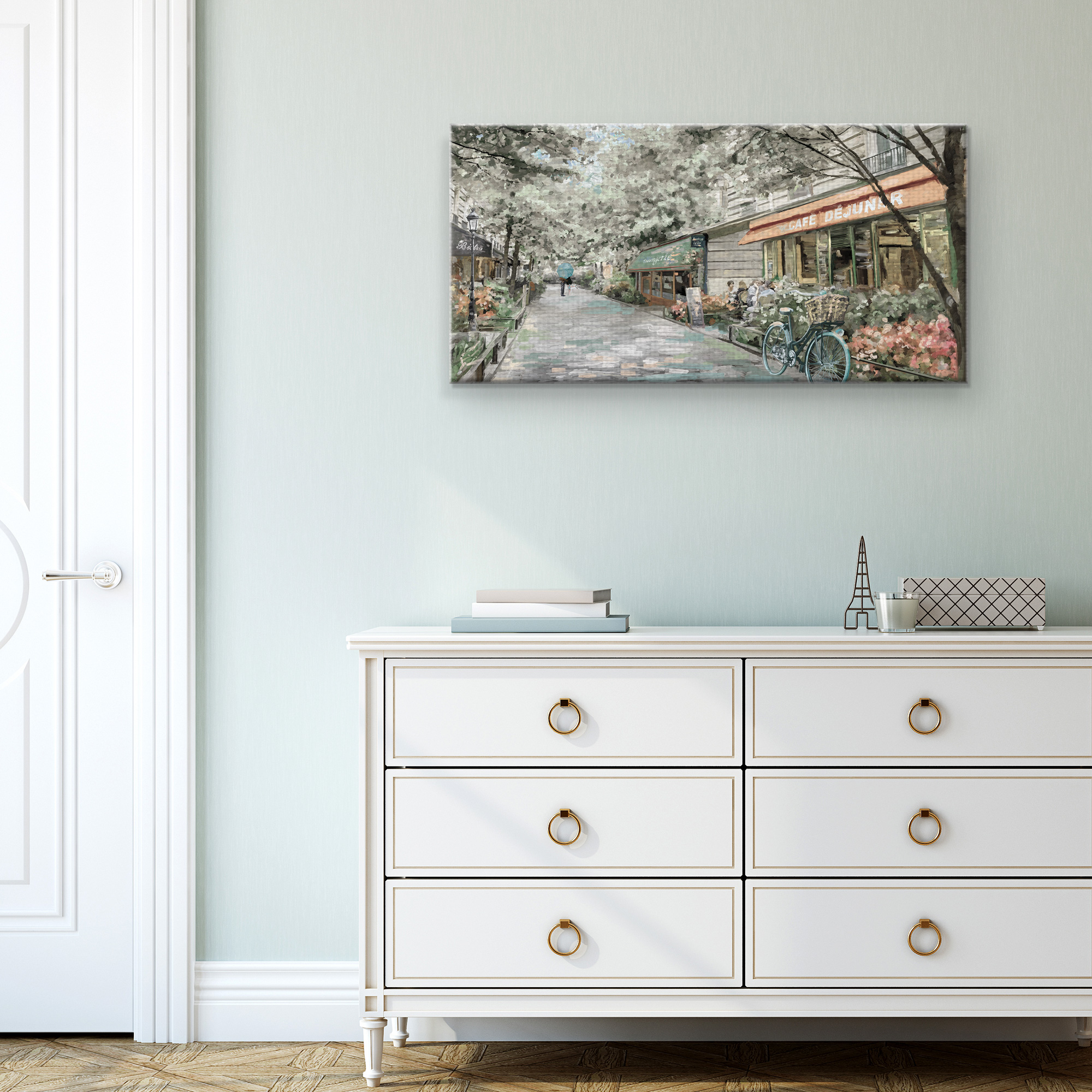 Masterpiece Art Gallery Café Pavé Light Paris By Studio Arts Canvas Art Print 17" x 34"