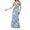 Blue, variant on Women's Printed Square Neck Puff Sleeve Maxi Dress 100% Polyester Zipper Stretch Silhouette Floor Length Everyday