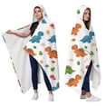thumbnail image 2 of Wearable Blanket,White Cartoon Dinosaurs Mushrooms Pattern Hooded Wearable Flannel Blanket for Adults & Teens,Winter Poncho Shawl Wrap Cape Cozy Anti-Pill,50"x60", 2 of 5