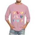 thumbnail image 1 of Camisas de Manga Larga para los Hombres Día de San Valentín Impresión Cuello Redondo Moda Casual, Mezcla de Poliéster de Lino de Algodón para Primavera Verano, 1 of 1
