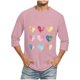 thumbnail image 1 of Camisas de Manga Larga para los Hombres Día de San Valentín Impresión Cuello Redondo Moda Casual, Mezcla de Poliéster de Lino de Algodón para Primavera Verano, 1 of 1
