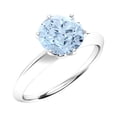 thumbnail image 2 of Mooneye Multi Prong 6mm Round Aquamarine 925 Sterling Silver Women Valentines Day Gift Ring, 2 of 3