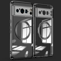 Dteck Magnetic for Google Pixel 8 Pro Case Compatible with MagSafe, Non-Yellowing Crystal Clear Slim Cover with Plating Edge for Pixel 8 Pro 6.7",Black