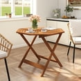 thumbnail image 4 of Gymax 2PCS 35.5'' Solid Wood Patio Dining Table w/1.97'' Umbrella Hole Slatted Tabletop, 4 of 10