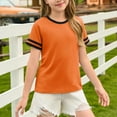 thumbnail image 4 of Xyxonk Girls White T Shirt Kids Summer Round Neck Tunic Tops 2025 Casual Blouses Cute Short Sleeve Solid Color Clothes size 10-12 Saffron, 4 of 7