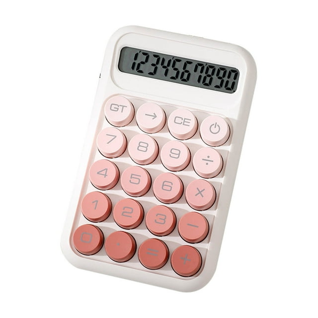 Calculator Mini Desktop 10-Digit LCD Display Battery Powered with Round Keys and Non-Slip Base for Home School Use
