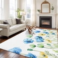 thumbnail image 2 of 8'x10' Area Rugs, Blue Yellow Spring Floral Indoor Outdoor Area Rug for Living Room Bedroom, Summer Botanical Flowers Washable Bathroom Rugs Kitchen Floor Carpet Mats Home Decor Aesthetic, 2 of 8