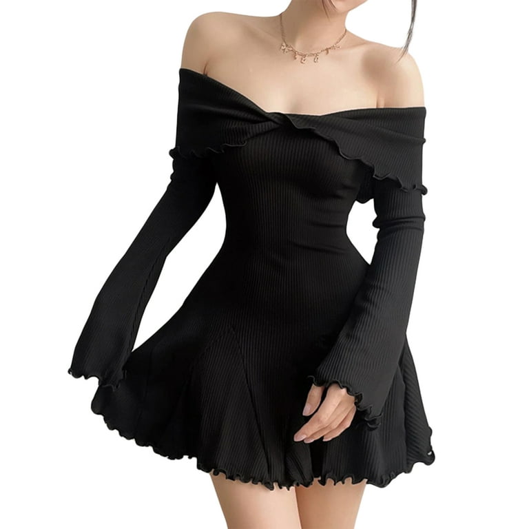 Women Off Shoulder Cut Out Sleeve Mini Dress Hollow Out Plunge Neck Bodycon Short Dress Fashion Summer Beach Wear Walmart