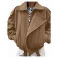 thumbnail image 1 of Suede Jacket for Women Fall Winter Cropped Y2k Oversized Faux Leather Blazer Jackets Light Brown L, 1 of 7