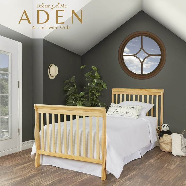 Dream On Me Aden 4 in 1 Convertible Mini Crib Natural Wood for Small Spaces Greenguard Gold Certified Walmart