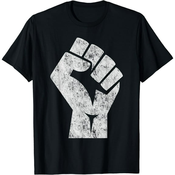 Big White Raised Fist Salute of Unity Solidarity Resistance T-Shirt