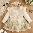 thumbnail image 2 of CAICJ98 Baby Girl Romper Dress Embroidery Lace Flowers Baby Dress Romper Fall Winter Festival Clothes with Headband Toddler Clothing for Girls (White,3-6 Months), 2 of 5