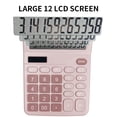 thumbnail image 4 of Crrynuo - Calculadora de escritorio (rosa) - Pantalla LCD grande de 12 dígitos - Alimentación dual (celda solar + pilas AA) - Teclas grandes - Apagado automático, 4 of 6