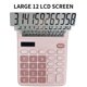 thumbnail image 4 of Crrynuo - Calculadora de escritorio (rosa) - Pantalla LCD grande de 12 dígitos - Alimentación dual (celda solar + pilas AA) - Teclas grandes - Apagado automático, 4 of 6