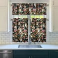 thumbnail image 3 of Dog Print Kitchen Curtains 36 Inch Short - 3 Panel Set, Cute Puppy & Floral Design, Rod Pocket Pet Lover Curtains 100% Polyester, Paw & Bone Pattern for Kitchen, Living Room, Bedroom, Easy Wash, 3 of 6