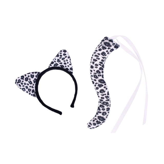 Orejas de negro y cola larga, accesorios para disfraz, aro para el pelo para niños, diadema de animales para fiesta de graduación, regalos de Salvador Cola de disfraz
