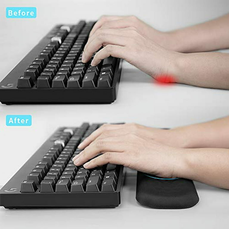 Ergonomic Keyboard Stand With Memory Foam Wrist Rest | Wave Design Anti-Slip Pad For Office & Gaming Desks