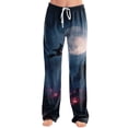 thumbnail image 2 of Soft Pajamas for Women Halloween Old Castle Print Loose Elastic Waist Pjs Bottoms, 2 of 5