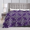 thumbnail image 4 of DouZhe Ultra-Soft Micro Fleece Lightweight Flannel Bed Blanket, Damask Style Blue Flower Print Cozy Warm Throw Blankets, 60"x50", 4 of 7