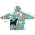 thumbnail image 7 of Chihuahua and Flower Florals Blanket Hoodies for Kids 6-13YR Oversize Wearable Blanket Hoodies for Boys Girls Teens, 7 of 7