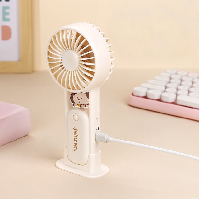 Weloille Cooling Cartoon Handheld Mini Fan with USB Charging Cable 1 Pc, Fun and Playful Design, Powerful Airflow for Instant Relief, for Kids and Adults Alike
