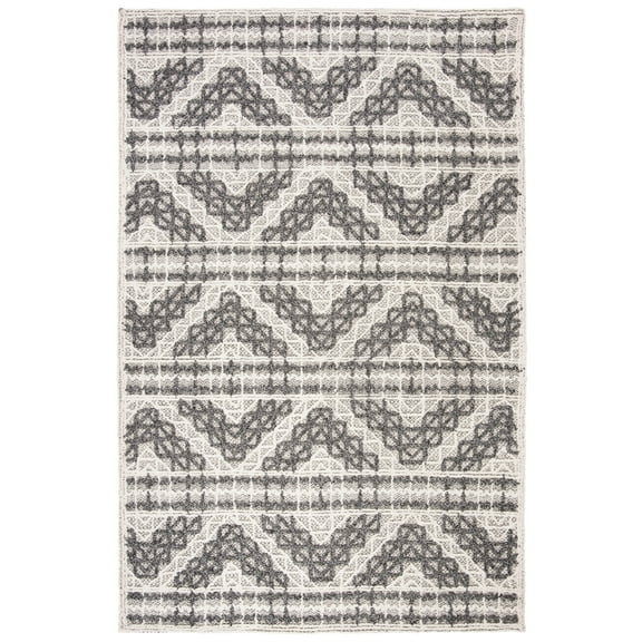 SAFAVIEH Trace Bernadette Geometric Striped Area Rug, Grey/Charcoal, 5' x 8'