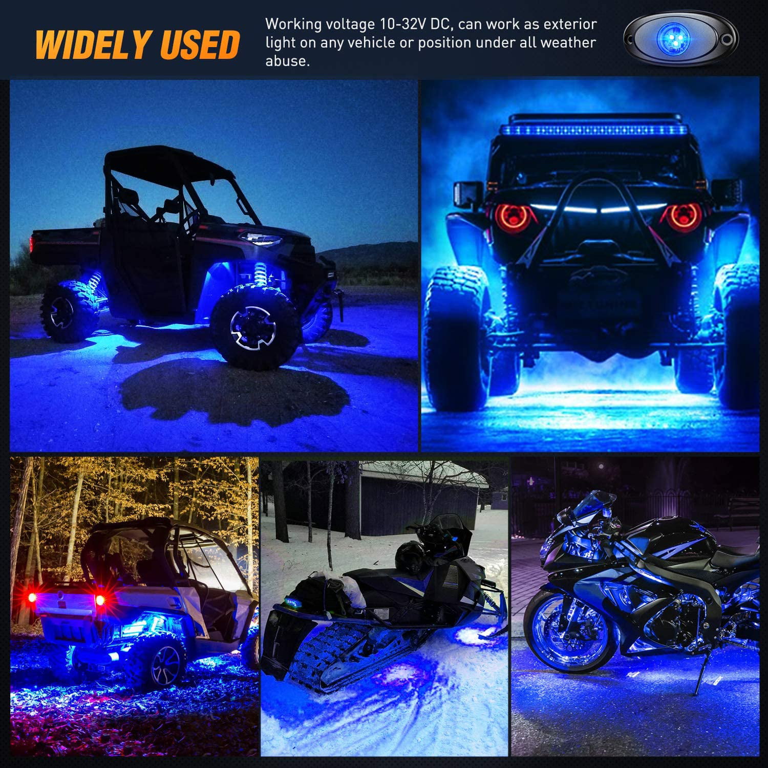 Offroad Underbody RGBW LED Rock Lights for Jeep Harley Truck ATV SUV UTV –  loyolight