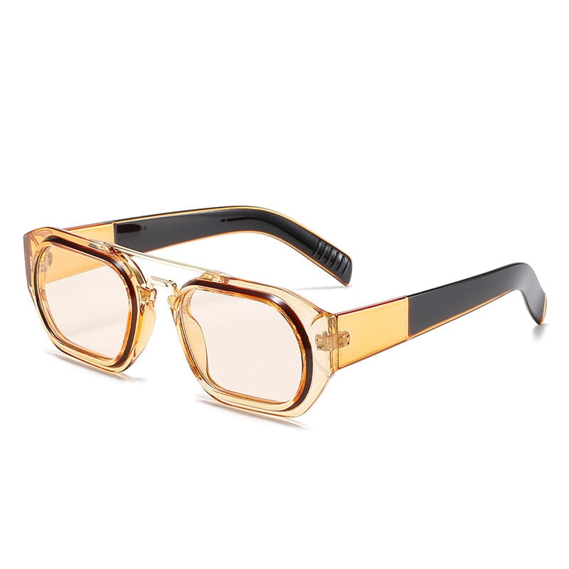 Vintage Square Sunglasses for Men, UV400 Protection, Plastic and Metal Frame with Clip-on Design, Small Face Fit