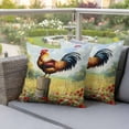 thumbnail image 4 of Vintage Rooster Pillow Covers 2 Pack Red Wildflower Floral Animals Pastoral Farmhouse Country Pillowcase Waterproof Outdoor Throw Pillow Cover for Patio Garden Square Cushion 24”x24”, 4 of 9