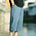 thumbnail image 4 of LODIENY Men's Linen Plus Size (M-5XL) Capri Pants Lightweight Loose Fit 3/4 Pant Elastic Waist Drawstring Harem Casual Beach Yoga Trousers Sky Blue M, 4 of 6