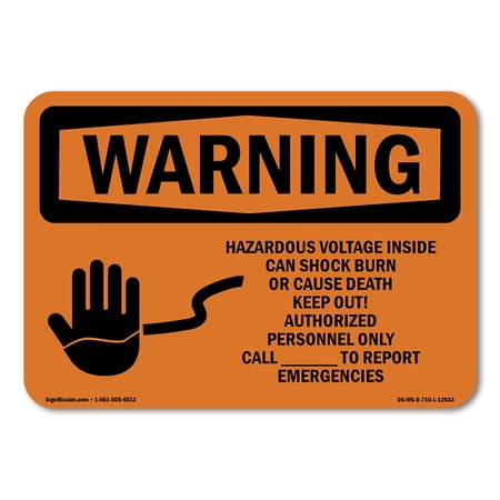 OSHA WARNING Sign - Hazardous Voltage Inside With Symbol | Aluminum Sign | Protect Your Business Construction Site Warehouse & Shop Area | Made in the USA