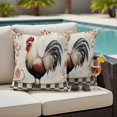 thumbnail image 2 of Outdoor Pillow Cover Abstract Rooster Floral Set of 2 Waterproof Throw Pillowcases Vintage Style Decorative Patio Furniture Pillows for Couch Garden Indoor & Outdoor Use, 2 of 9