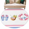thumbnail image 2 of Swimming Ring Round Living Room Rugs 5 ft, Summer Slippers Coconut Starfish Stripes Washable Area Rug with Non-Slip Sturdy Edge Binding Round Carpet for Entryway Kitchen Bedroom Bathroom, 2 of 9