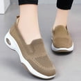 thumbnail image 4 of Huesdet Women 2024 Summer Fashion Sports Shoes Flat Bottom Non Slip Mesh Hollow Upper Work Cushioning Wide Sneaker(Khaki,39), 4 of 7