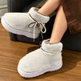 thumbnail image 6 of Viluyesy Womens Snow Boots Faux Fur Lined Platform Slip On Ankle Winter Boots Comfortable Plush for Outdoor Everyday Wear Beige Size 6-6.5, 6 of 7