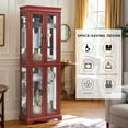thumbnail image 4 of Eyisean 71" Lighted Curio Cabinet, Glass Display Cage with 6 Adjustable Shelves, Tempered Glass Doors, Light Bulb Included, Wine Bar Cabinet for Living Room Liquor Storage, 4 of 12