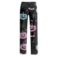 thumbnail image 5 of Pajama Pants Women Halloween Pumpkin Print Soft Stretch Drawstring Comfy Sleepwear Pants, 5 of 5