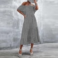 thumbnail image 4 of unique Fashion Women Dresses Summer Casual Short Sleeve Vacation Beach Pockets Long Dress, 4 of 4